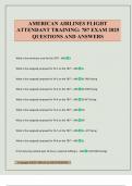 AMERICAN AIRLINES FLIGHT ATTENDANT TRAINING&colon; 787 EXAM 2025 QUESTIONS AND ANSWERS