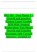 BIO 101 &ndash; Fast Plants 1 &ndash; Growth and genetics&colon; Gizmos Latest Version 2025&sol;2026&colon; Student Exploration&colon; Fast Plants Growth and Genetics Questions with Correct Answers&hellip;Graded A&plus;