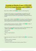 Essentials in Dietetics Exam 1 UPDATED   ACTUAL Exam Questions and CORRECT  Answers 