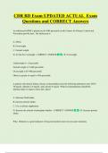 CDR RD Exam UPDATED ACTUAL  Exam  Questions and CORRECT Answers 
