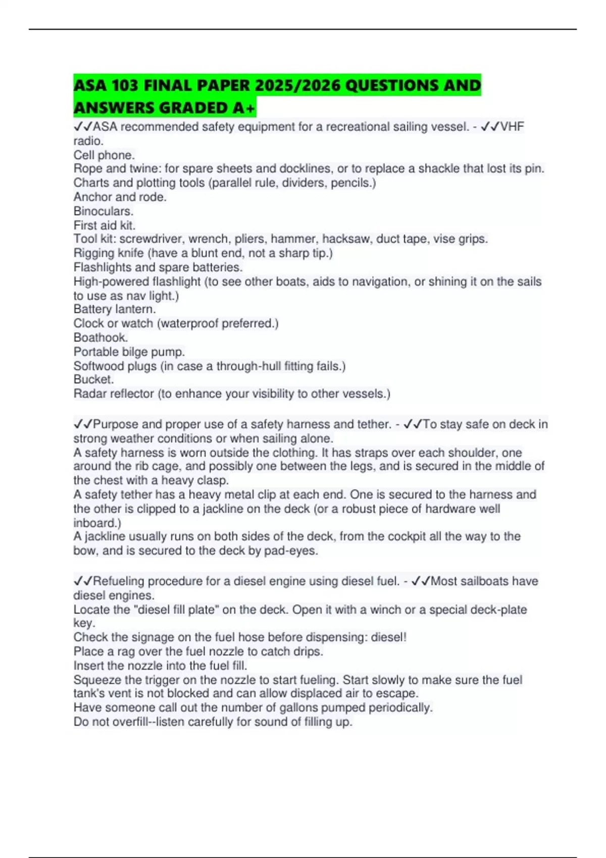 ASA 103 FINAL PAPER 2025/2026 QUESTIONS AND ANSWERS GRADED A+ - ASA 103 ...