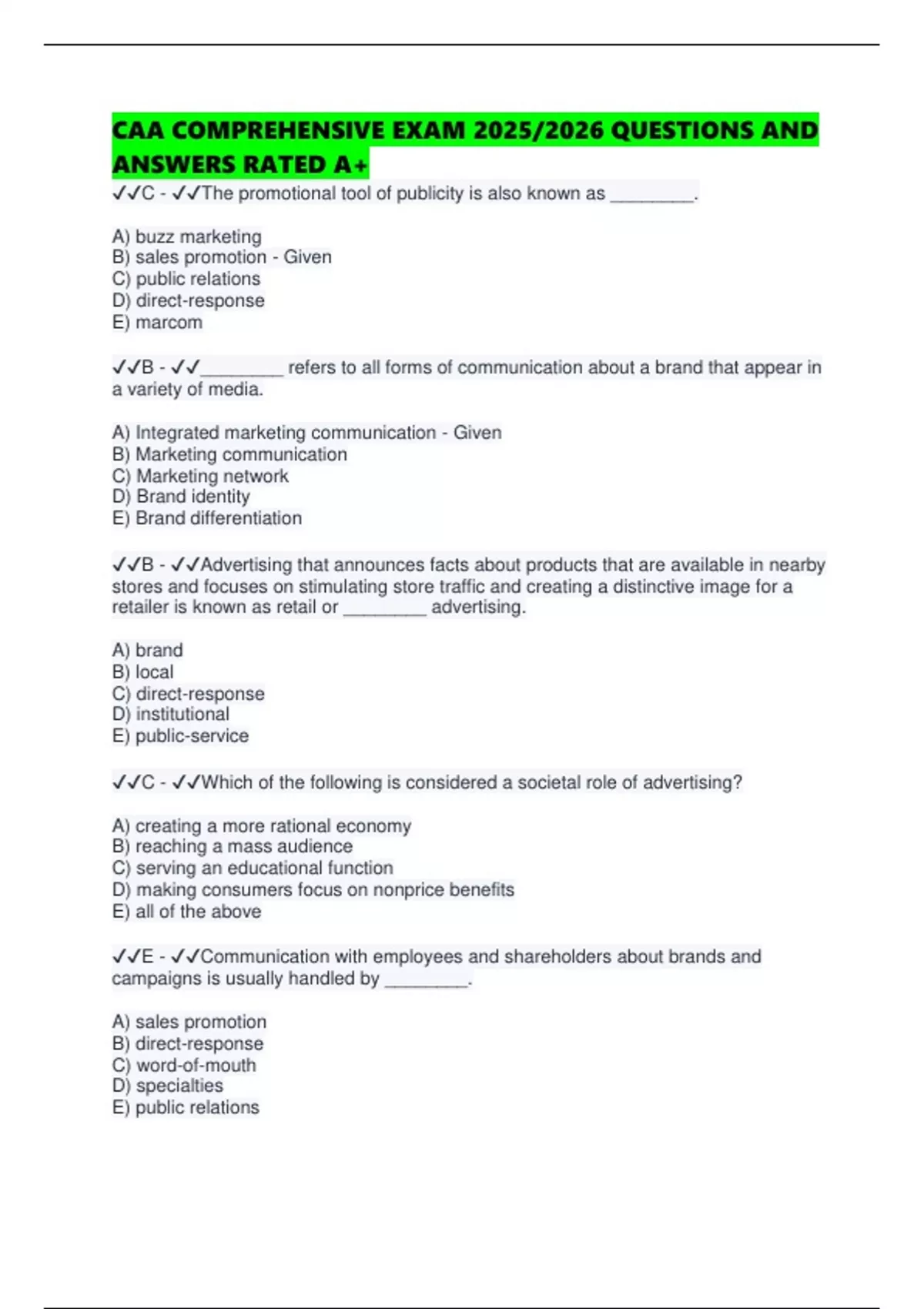 Example Caa Sora Assessment.pdf CAA COMPREHENSIVE EXAM 2025.pdf 1. Document information - CAA - Stuvia US