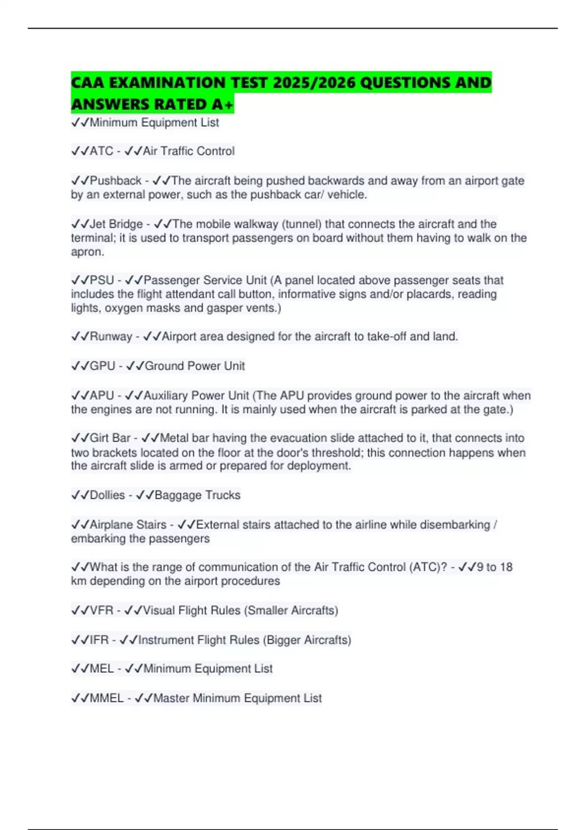 Example Caa Sora Assessment.pdf CAA EXAMINATION TEST 2025/2026 QUESTIONS AND ANSWERS RATED A+ - CAA ...