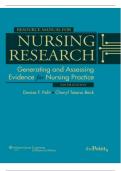 FULL TEST BANK For Nursing Research&colon; Generating and Assessing Evidence for Nursing Practice&comma; 9th by Denise F&period; Polit Graded A&plus;