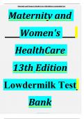 FULL TEST BANK Maternity And Women's Health Care 12th Edition By Deitra Leonard Lowdermilk With 100&percnt; Verified Questions And Answers Graded A&plus;