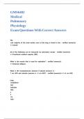 GMS6402 Medical Pulmonary Physiology Exam Questions With Correct Answers