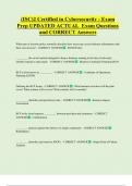 &lpar;ISC&rpar;2 Certified in Cybersecurity - Exam  Prep UPDATED ACTUAL  Exam Questions  and CORRECT Answers 