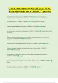 CAP Exam Practice UPDATED ACTUAL   Exam Questions and CORRECT Answers