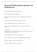 Physics 250 Final Exam Review questions with detailed answers