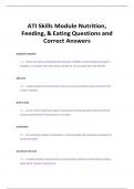 ATI Skills Module Nutrition&comma; Feeding&comma; & Eating Questions and Correct Answers