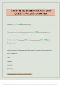 GRCC BI 122 FORBES EXAM 1 2025 QUESTIONS AND ANSWERS