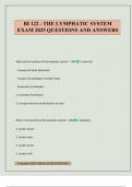 BI 122 - THE LYMPHATIC SYSTEM EXAM 2025 QUESTIONS AND ANSWERS