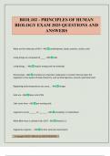 BIOL102 - PRINCIPLES OF HUMAN BIOLOGY EXAM 2025 QUESTIONS AND ANSWERS