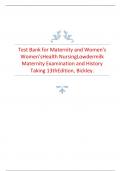 Test Bank for Maternity and Women's Health NursingLowdermilk Maternity Examination and History Taking 13th Edition&comma; Bickley&period;&period;pdf