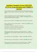 Nutrition Cumulative Exam UPDATED  ACTUAL Exam Questions and CORRECT  Answers