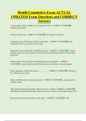 Health Cumulative Exam ACTUAL  UPDATED Exam Questions and CORRECT  Answers 