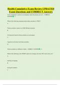 Health Cumulative Exam Review UPDATED        Exam Questions and CORRECT Answers