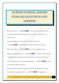 NURS246 NURSING THEORY EXAM 2025 QUESTIONS AND ANSWERS