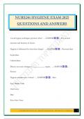 NURS246 HYGIENE EXAM 2025 QUESTIONS AND ANSWERS