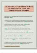 LEGAL UPDATE I CHAMPION SCHOOL OF REAL ESTATE EXAM 2025 QUESTIONS AND ANSWERS