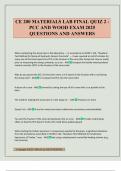 CE 200 MATERIALS LAB FINAL QUIZ 2 - PCC AND WOOD EXAM 2025 QUESTIONS AND ANSWERS