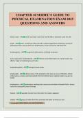 CHAPTER 10 SEIDEL'S GUIDE TO PHYSICAL EXAMINATION EXAM 2025 QUESTIONS AND ANSWERS