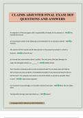 CLAIMS ADJUSTER FINAL EXAM 2025 QUESTIONS AND ANSWERS