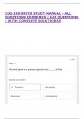 COG EXHORTER STUDY MANUAL - ALL QUESTIONS COMBINED &vert; 645 QUESTIONS &vert; WITH COMPLETE SOLUTIONS&excl;&excl;