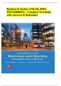 Business & Society &lpar;17th Ed&comma; ISBN 9781264080915&rpar; &ndash; Complete Test Bank with Answers & Rationales