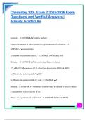 Chemistry 120&colon; Exam 2 2025&sol;2026 Exam  Questions and Verified Answers &vert;  Already Graded A&plus; 