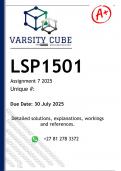 LSP1501 Assignment 7 &lpar;DETAILED ANSWERS&rpar; 2025 - DISTINCTION GUARANTEED