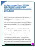 GA State Insurance Exam - GEORGIA  LIFE&comma; ACCIDENT AND SICKNESS  2025&sol;2026 Exam Questions and Answers  &vert; 100&percnt; Solved