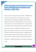 Indiana Property and Casualty Insurance  Exam 2025&sol;2026 Exam Questions and  Answers &vert; 100&percnt; Pass