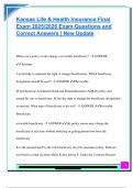Kansas Life & Health Insurance Final  Exam 2025&sol;2026 Exam Questions and  Correct Answers &vert; New Update 
