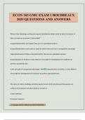 ECON 103 GMU EXAM 1 BOUDREAUX 2025 QUESTIONS AND ANSWERS