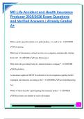 MO Life Accident and Health Insurance  Producer 2025&sol;2026 Exam Questions  and Verified Answers &vert; Already Graded  A&plus;