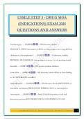 USMLE STEP 3 - DRUG MOA &lpar;INDICATIONS&rpar; EXAM 2025 QUESTIONS AND ANSWERS