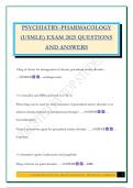 PSYCHIATRY-PHARMACOLOGY &lpar;USMLE&rpar; EXAM 2025 QUESTIONS AND ANSWERS