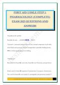 FIRST AID USMLE STEP 1&colon; PHARMACOLOGY &lpar;COMPLETE&rpar; EXAM 2025 QUESTIONS AND ANSWERS