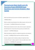 Pennsylvania State Health and Life  Insurance Exam 2025&sol;2026 Exam  Questions and Correct Answers &vert; New  Update