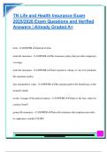 TN Life and Health Insurance Exam  2025&sol;2026 Exam Questions and Verified  Answers &vert; Already Graded A&plus; 
