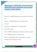 Washington Life&sol;Health Insurance Exam  2025&sol;2026 Exam Questions and Correct  Answers &vert; New Update 