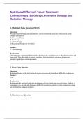 Nutritional Effects of Cancer Treatment&colon; Chemotherapy&comma; Biotherapy&comma; Hormone Therapy&comma; and Radiation TherapyQuestions And Answers With Complete Solutions 100&percnt; Correct Answers