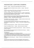 HINDUISM EXAM 1 QUESTIONS & ANSWERS