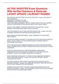 ACTIVE SHOOTER Exam Questions With Verified Solutions & Rationale LATEST UPDATE &vert; ALREADY PASSED