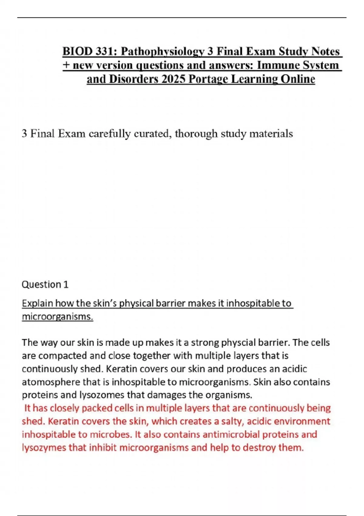BIOD 331: Pathophysiology 3 Final Exam Study Notes + new version ...