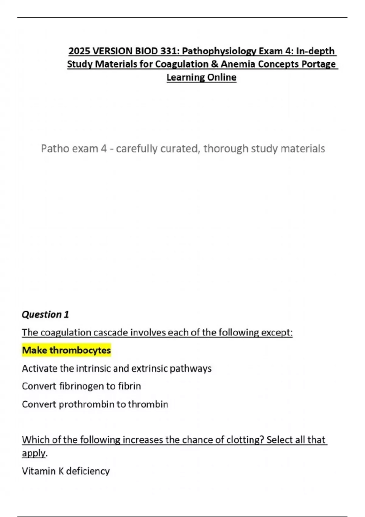 2025 VERSION BIOD 331: Pathophysiology Exam 4: In-depth Study Materials ...
