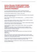 Active Shooter EXAM QUESTIONS WITH VERIFIED ANSWERS LATEST UPDATE&excl;&excl;PASSED&excl;&excl;