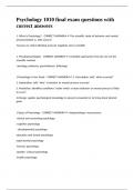 Psychology 1010 final exam questions with correct answers