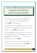 UNIT 2&colon; INTRO TO QUANTITATIVE ANALYSIS&colon; UNIT TEST 2025 QUESTIONS AND ANSWERS